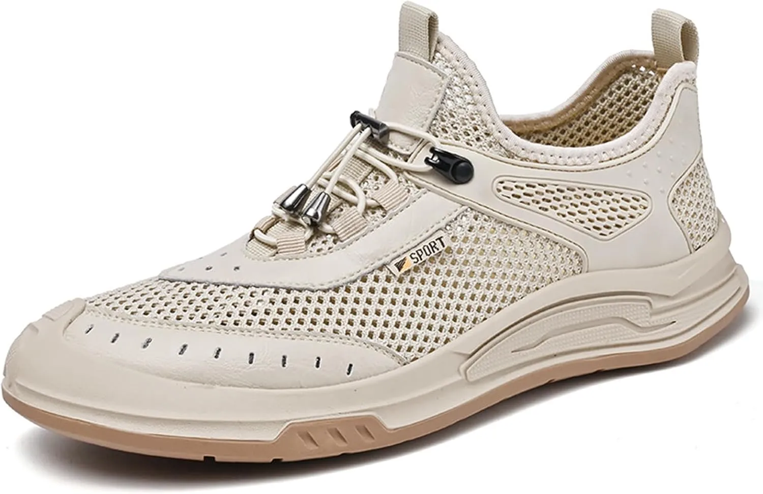 URLECHS Men's Quick-Dry Outdoor Hiking Aqua Shoes Breathable Mesh Lightweight Non-Slip Sneakers Casual Barefoot Boat Shoes Beach Wading Swimming Fishing Kayaking