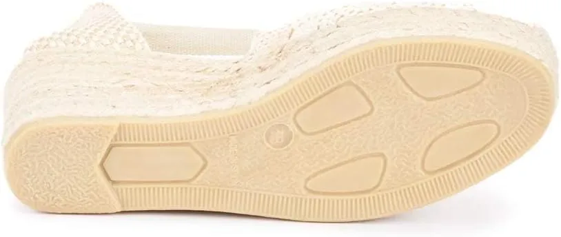 VISCATA Bisbe Canvas Platform Handmade 3 ½” Heel Women's Wedge Sandals with Breathable Cotton Canvas Soft Lace-Up Ankle Ties and 100% Natural Jute Midsole for all Casual Occasions