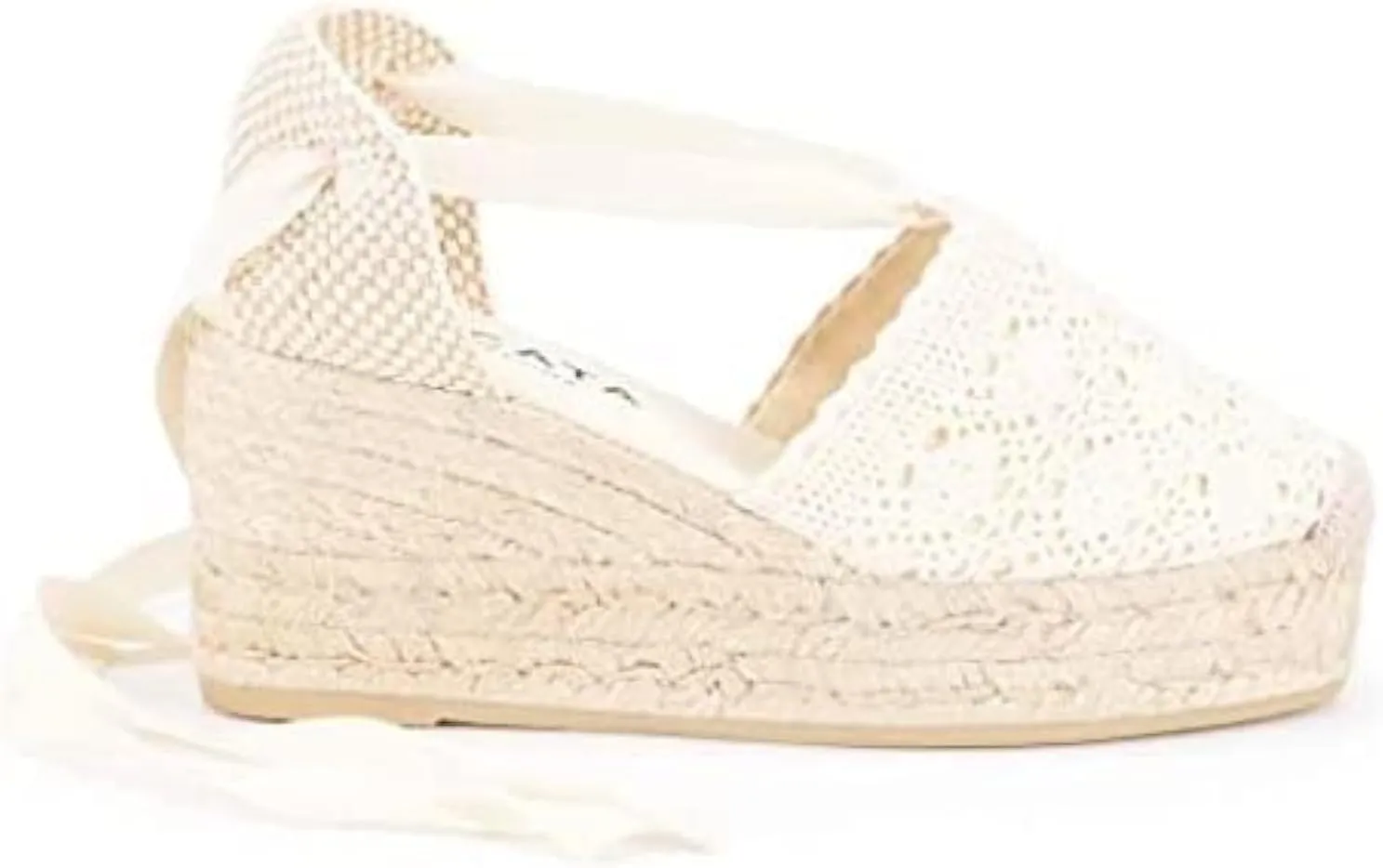 VISCATA Bisbe Canvas Platform Handmade 3 ½” Heel Women's Wedge Sandals with Breathable Cotton Canvas Soft Lace-Up Ankle Ties and 100% Natural Jute Midsole for all Casual Occasions