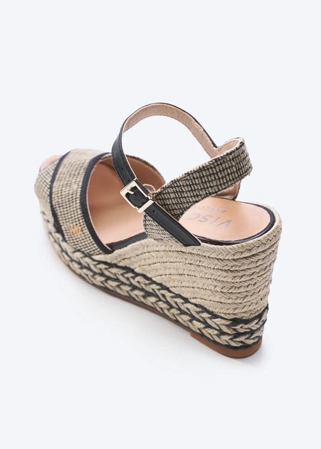 Viscata Empuria Women's Sandals 3 ¾ " espadrille wedge heels Spain Handmade. Platform ankle strap shoes made of soft, durable cotton canvas and woven with 100% natural jute and soft inner sole cushion
