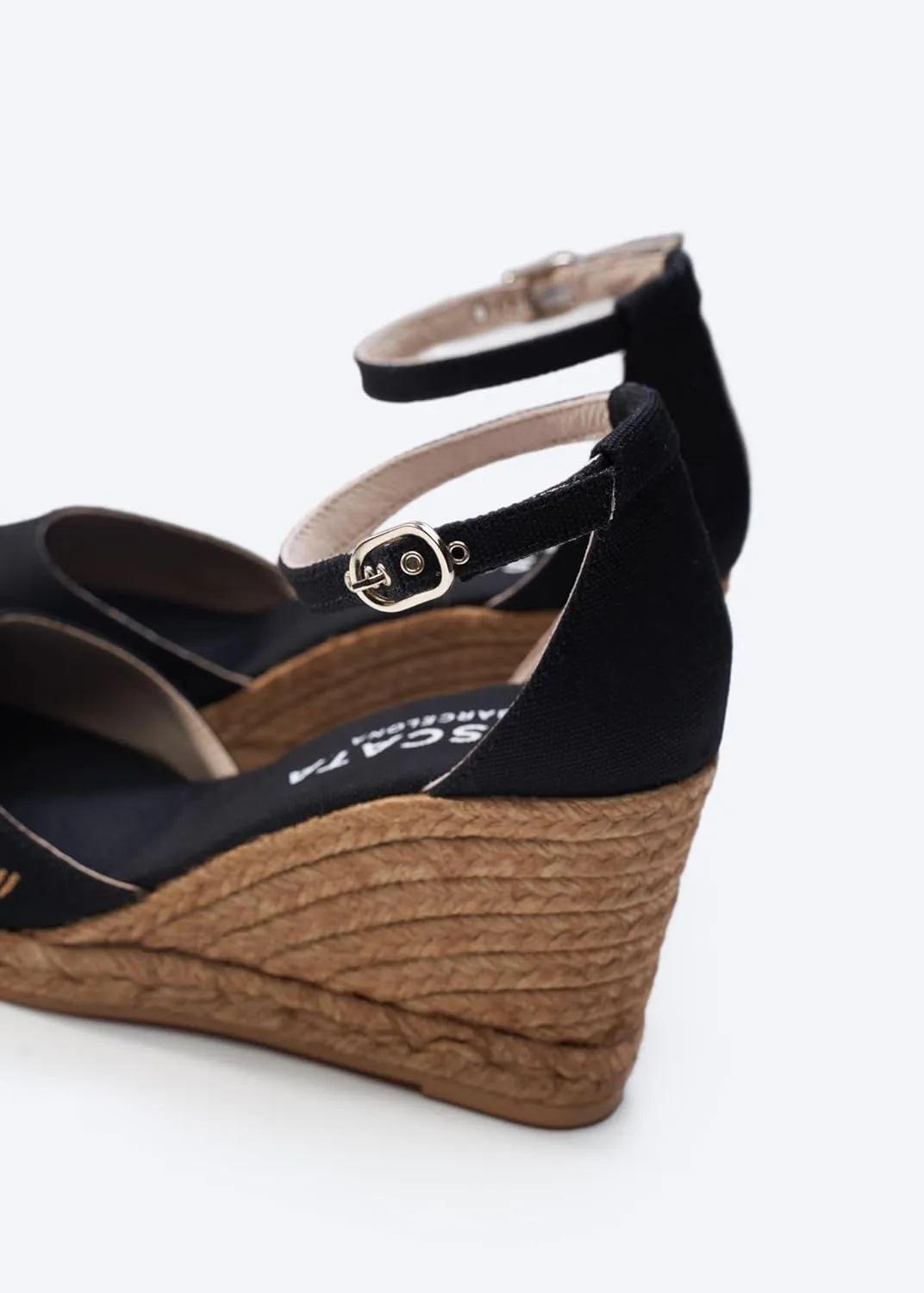 Viscata Estartit Espadrille Canvas Wedges Spain Handmade 3 ½” Heel Women's Sandals with Breathable Organic Cotton Canvas and 100% Natural Jute Midsole for all Occasions: Casual, Work, Party