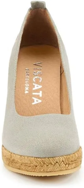 Viscata Marquesa Espadrille Canvas Wedges Spain Handmade 3 ½” Heel Women's Pumps with Breathable Organic Cotton Canvas and 100% Natural Jute Midsole for All Occasions: Casual, Work, Party