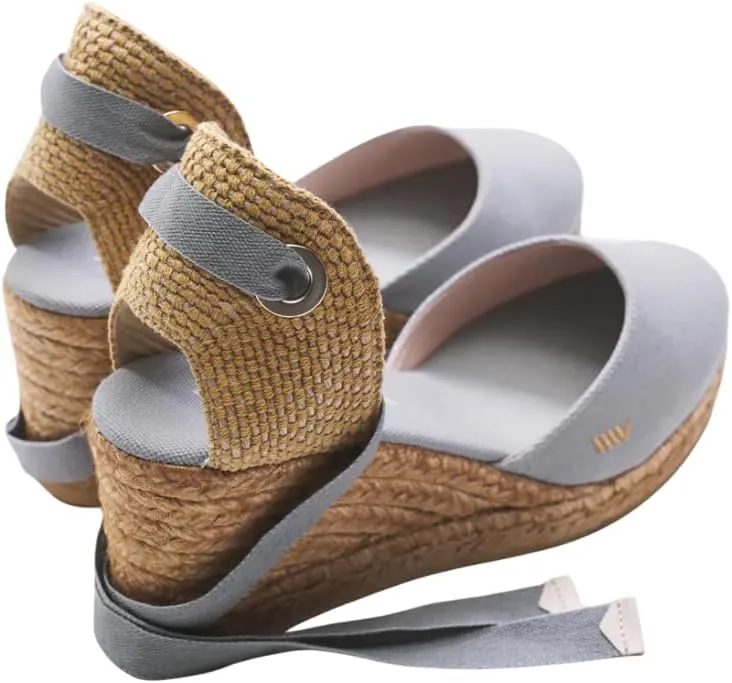 Viscata Sagaro Espadrille Canvas Wedges with Ankle Laces Spain Handmade 2 ½” Heel Women's Sandals with Breathable Organic Cotton Canvas and 100% Natural Jute for all Occasions: Casual, Work, Party
