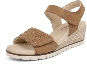 VJH confort Women's Wedge Sandals, Comfort Memory Foam Rhinestone Sandal with Adjustable straps