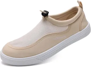 WateLves Water Shoes for Women and Men - Quick-Dry Multi-Purpose Casual Water Sneakers Slip-On with Drainage Holes - Lightweight, Breathable Aqua Shoes for Swim Beach Walking (Beige, 36)
