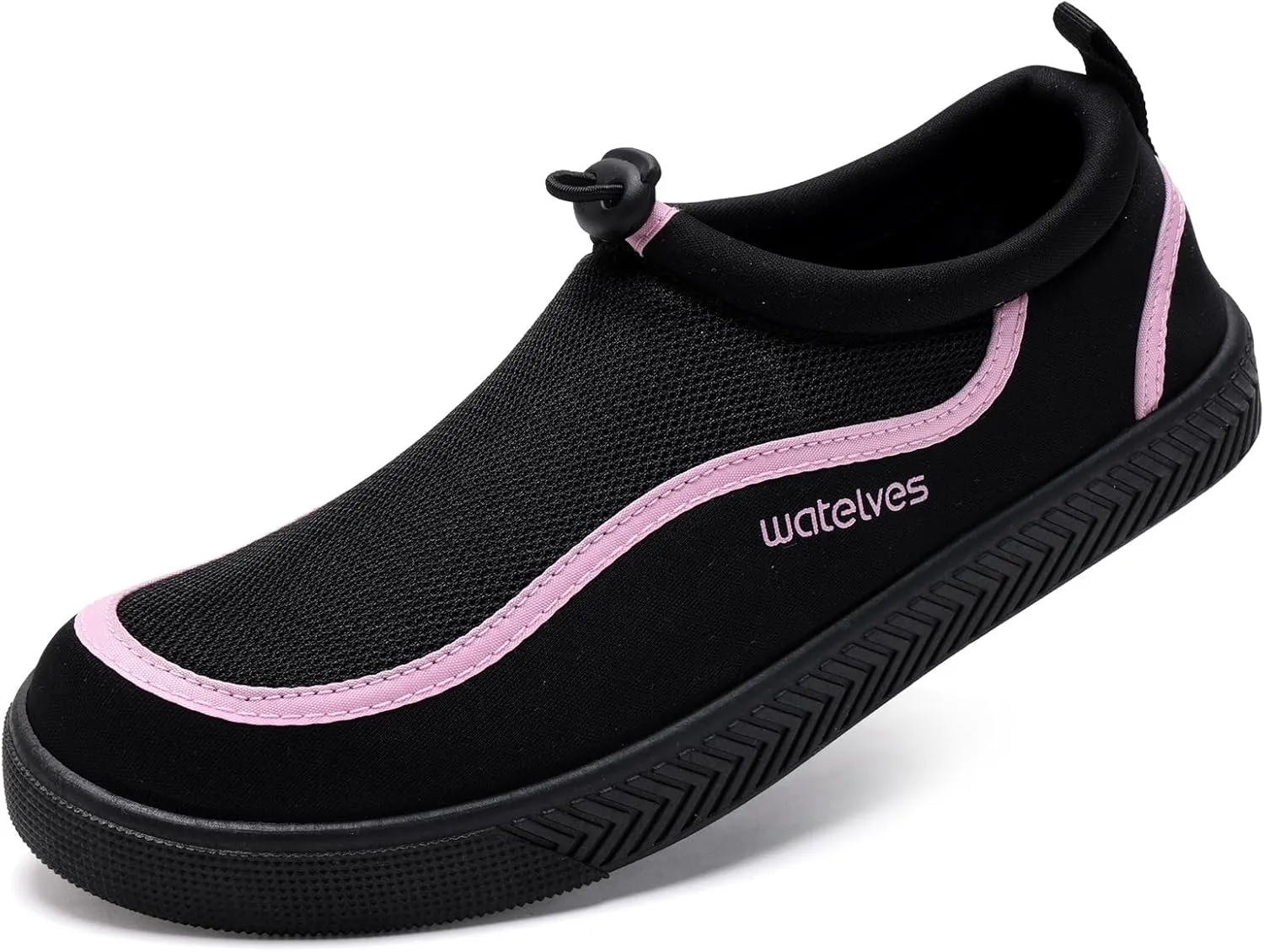WateLves Water Shoes for Women and Men - Quick-Dry Multi-Purpose Casual Water Sneakers Slip-On with Drainage Holes - Lightweight, Breathable Aqua Shoes for Swim Beach Walking (Black/Pink, 37)