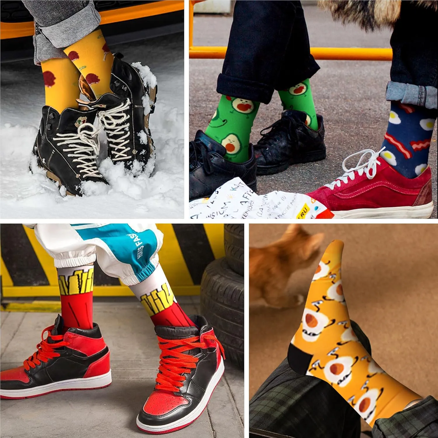 WeciBor Men's Dress Funny Crazy Colorful Novelty Combed Cotton Crew Socks 12 Pack - Size 7-10/10-13/13-15