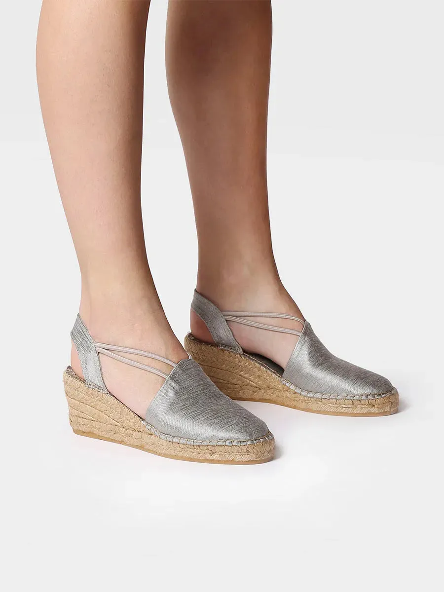 Wedge espadrilles with straps in silk - TURIA
