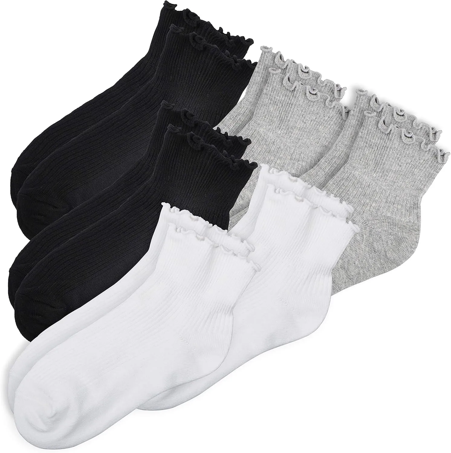 Womens Ankle Casual Socks Lace Ruffle Low Cut Knit Cotton Lettuce Socks for Women Girls