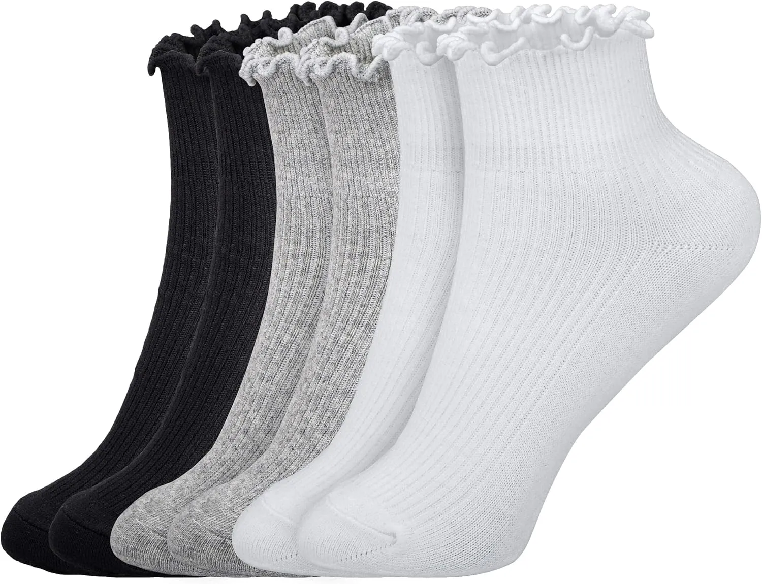 Womens Ankle Casual Socks Lace Ruffle Low Cut Knit Cotton Lettuce Socks for Women Girls