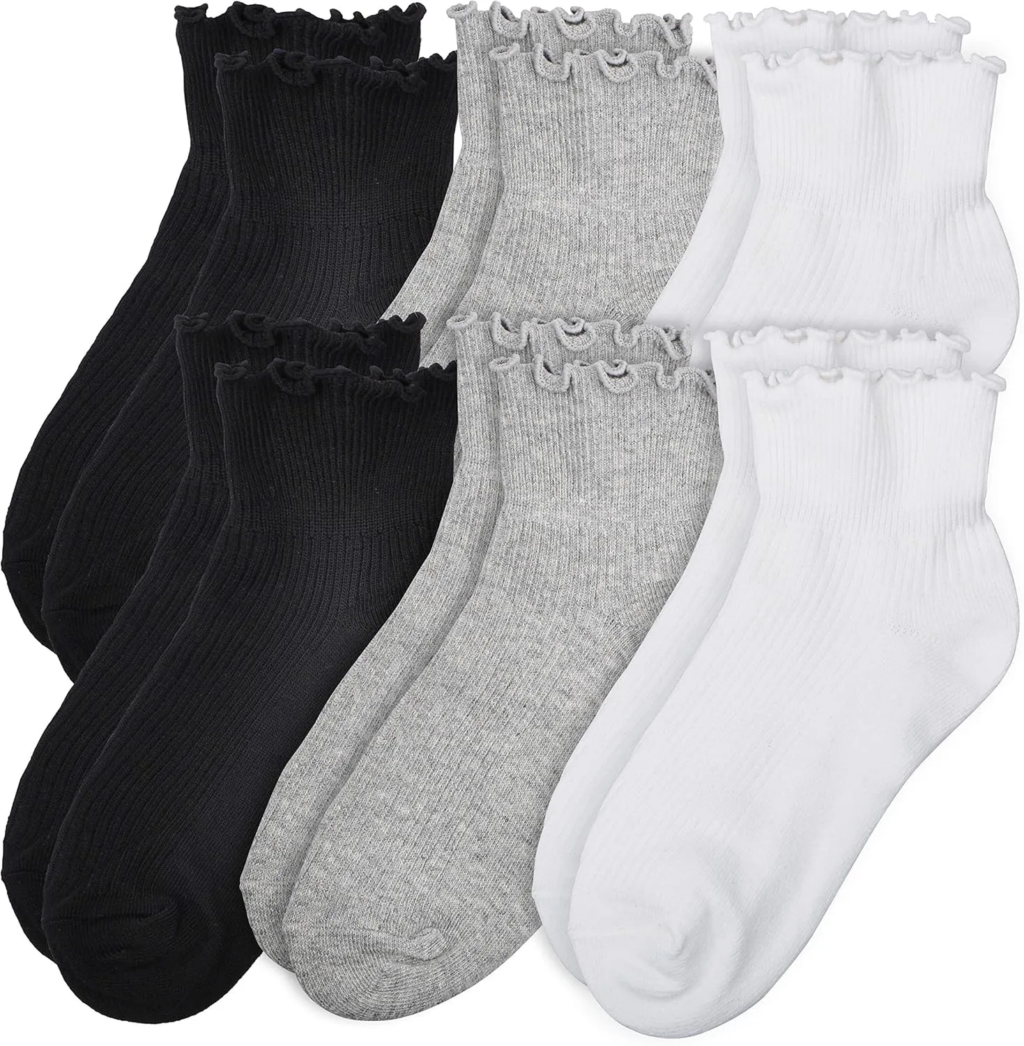 Womens Ankle Casual Socks Lace Ruffle Low Cut Knit Cotton Lettuce Socks for Women Girls