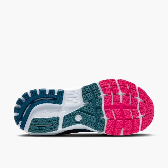 Womens Brooks Ghost 16 GTX Running Shoe in Moraccan Blue/Pink/Yellow