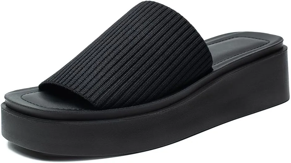 Women's knit platform sandal with Memory Foam