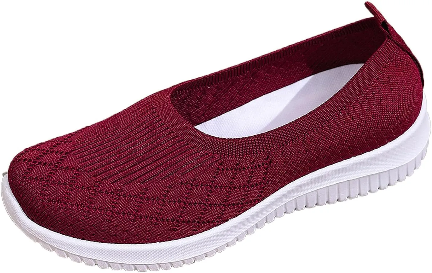 Women’s Knitted Flat Walking Shoes Comfortable Slip On Mesh Lightweight Low Heel Sneakers Casual Soft Gym Nurse Work Mom Loafers