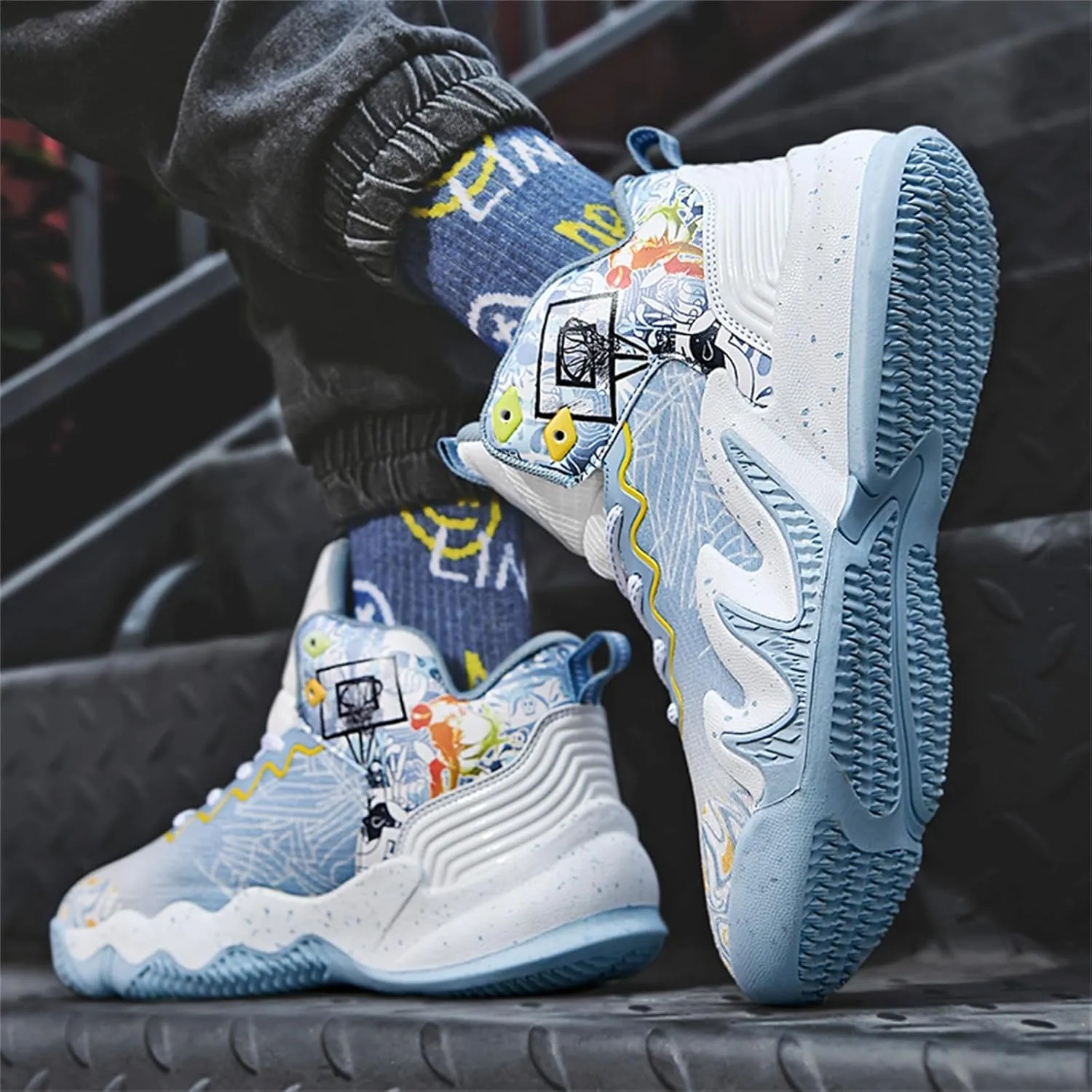 Women's Lace Up High Top Basketball Shoes Fashion Breathable Sneakers Casual Non-Slip Sports Shoes for Running Walking