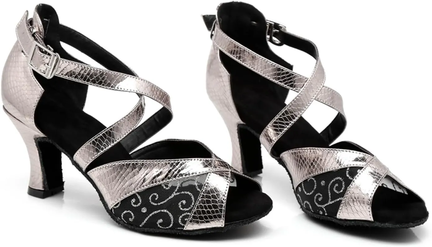 Women's Peep-Toe Breathable Mesh at Vamp Synthetic Ballroom Tango Jazz Party Wedding Practice Dance Shoes
