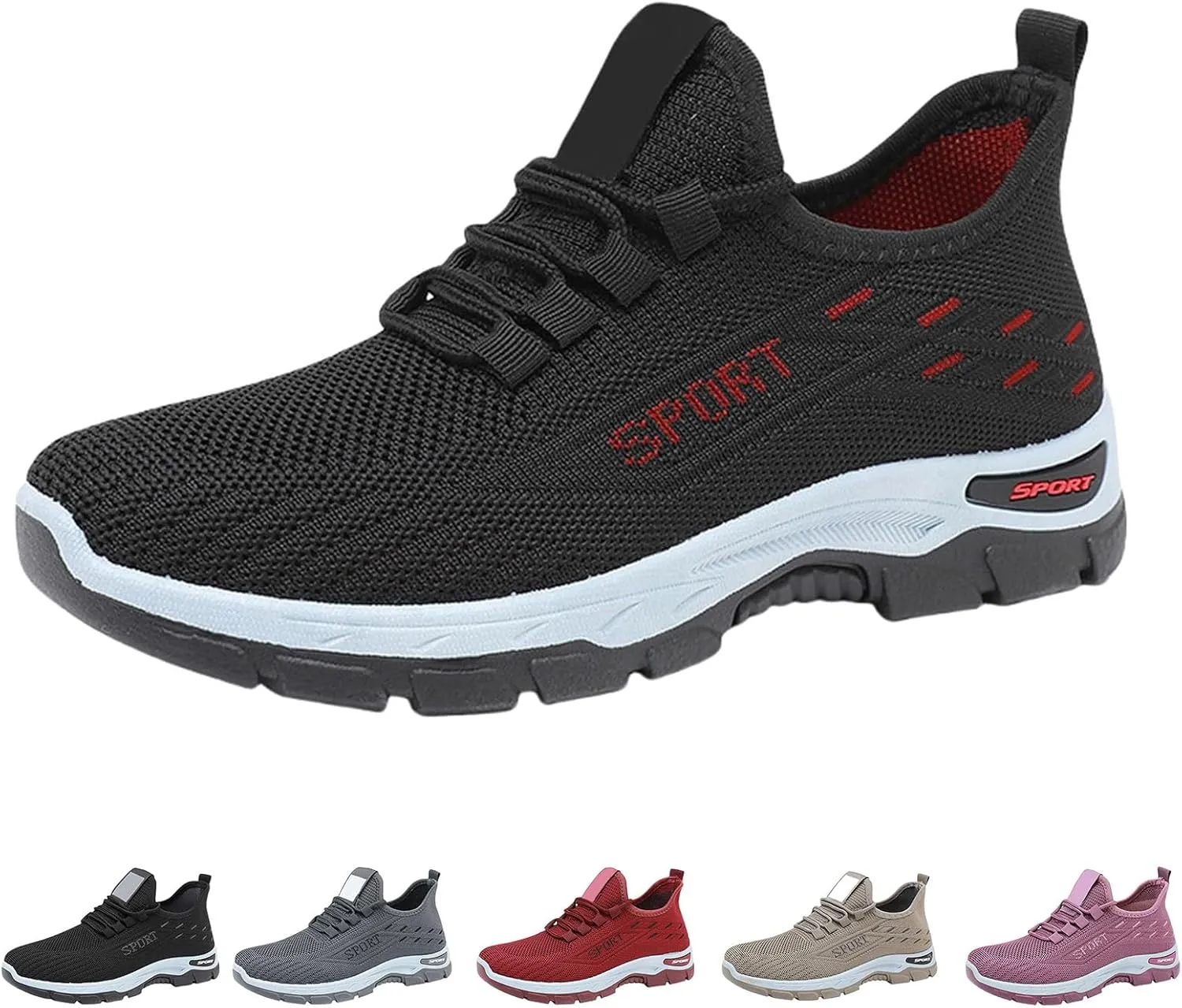Womens Slip On Walking Shoes Mens Wide Toe Box Shoes Comfort Lightweight Breathable Sock Shoe Non-Slip Mesh Casual Fashion Tennis Running Sneakers for Gym Travel Work Shopping Unisex