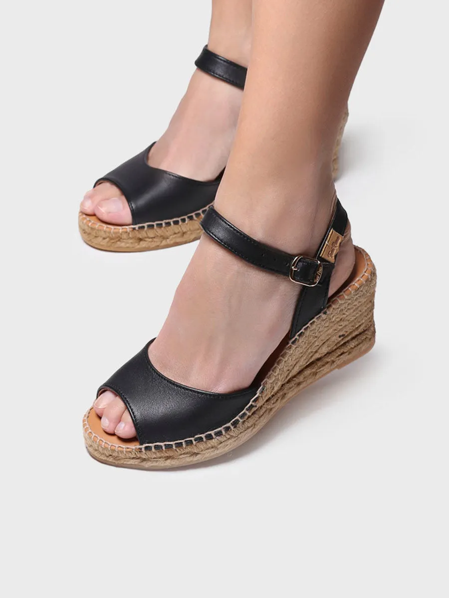 Women's wedge espadrilles in leather - SIA-P
