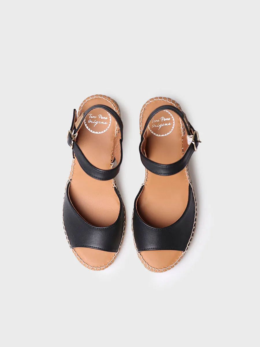 Women's wedge espadrilles in leather - SIA-P