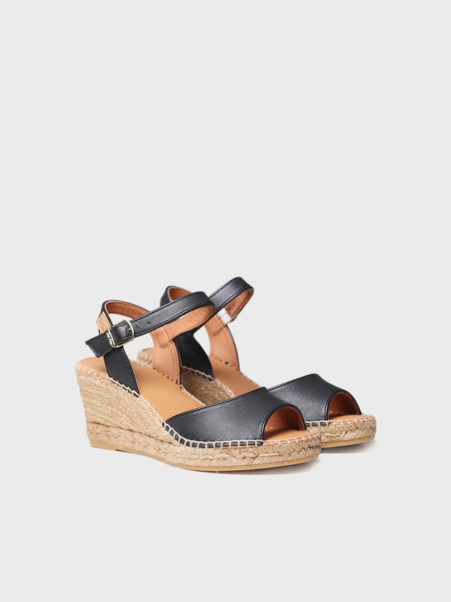 Women's wedge espadrilles in leather - SIA-P