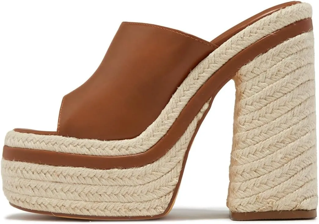 XYD Women Platform Chunky High Heel Slides Open Toe Slip on Espadrilles Sandals Summer Beach Resort Shoes