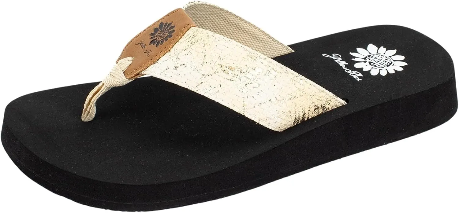 Yellow Box Women's Frinna Flip Flop Sandal, Platform Height 0.75 inch, Heel 1 inch, Cute & Comfortable