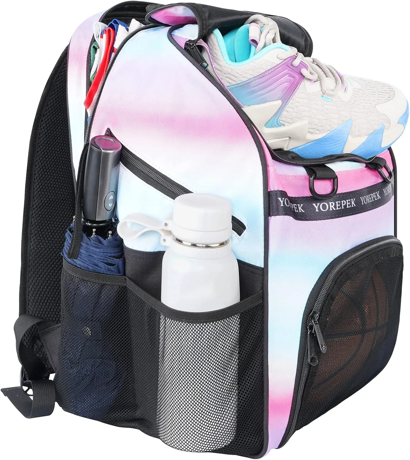 YOREPEK Basketball Bag, Large Basketball Backpack with Shoe Compartment and Ball Holder for daughter son, Water Resistant for Sport Training Equipment Fits Volleyball Gym Pink