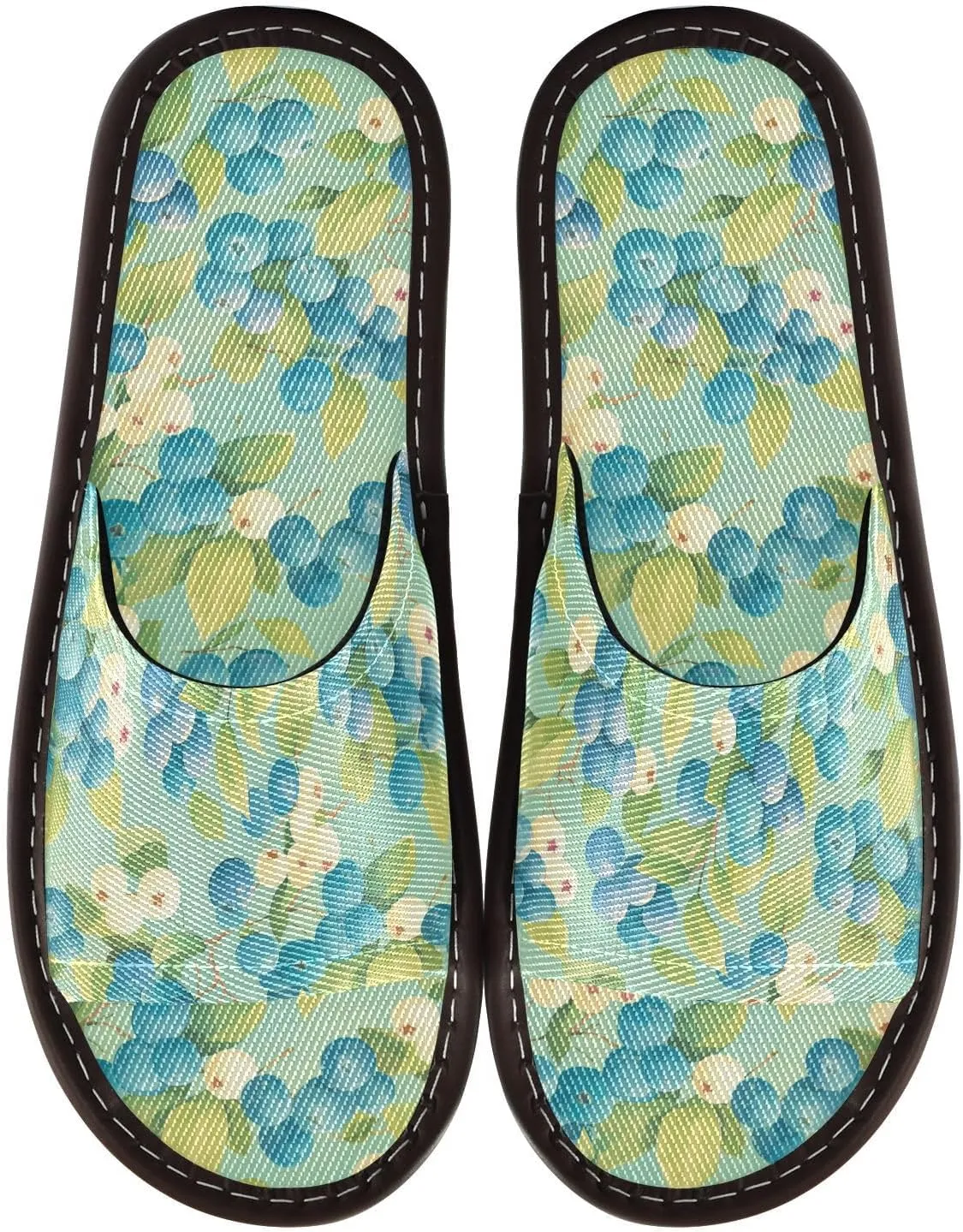 Yuiboo Blueberries Sea Green Women Men's Casual Shower Slippers Portable Dorm Home Slides for Travel Beach Travel