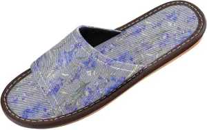 Yuiboo Deep Blue Flower Women Men's Spa Shower Slippers Portable Dorm Home Slides for Beach Hotel Indoor