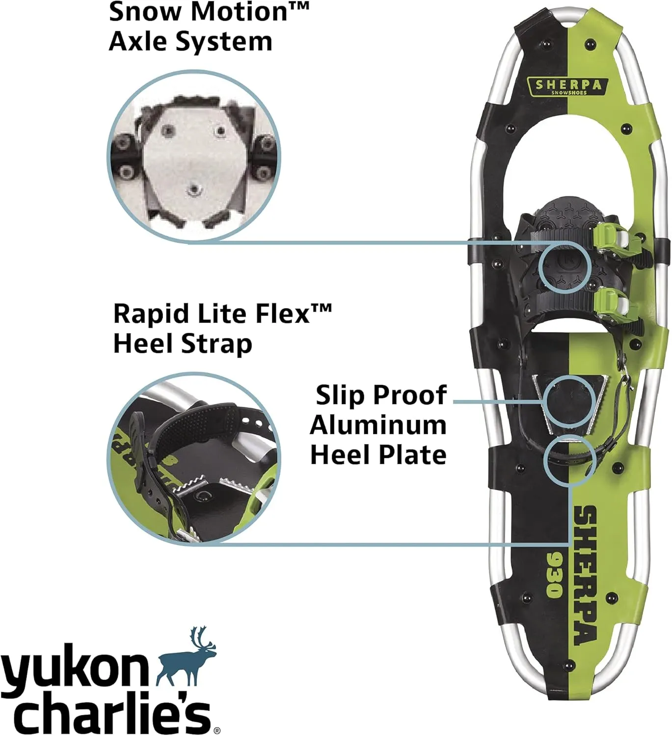 Yukon Charlie's Sherpa Snowshoe, Snowshoes for Men & Women, Snowshoeing Kits for All Skill Levels, Multiple Sizes & Models