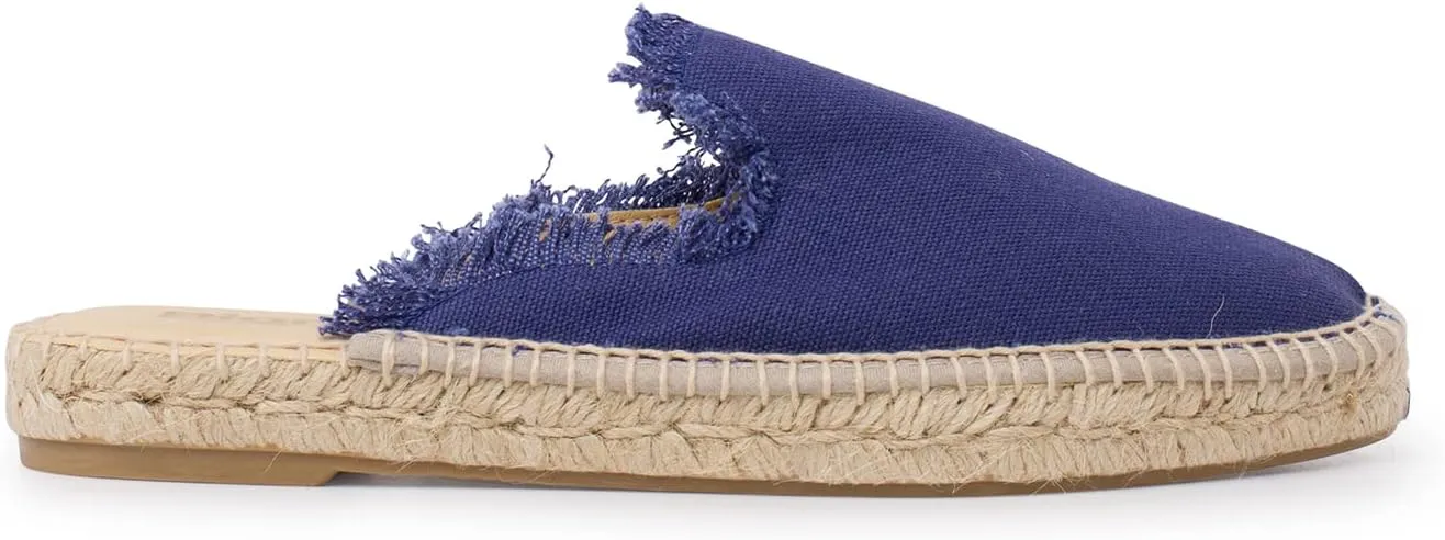 Zaragoza Authentic Spanish Espadrille Flat Slides for Women - Sustainable, Eco Friendly, Vegan Shoes. Classic Style, Organic Cotton Canvas Upper, Comfy Insole, Jute Midsole, Rubber Sole. Made in Spain